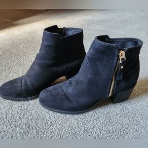 Black faux suede zipper boots size 38 h&m